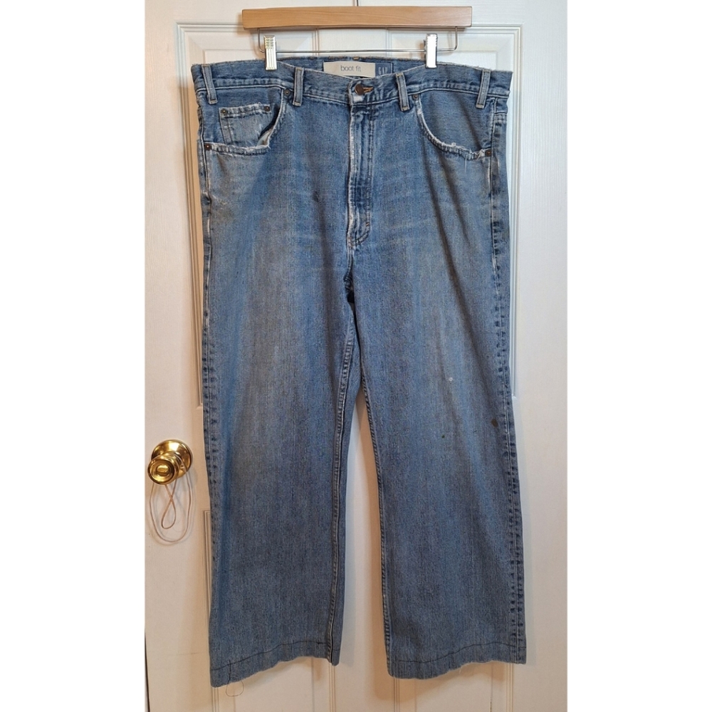 Gap Vintage Light Acid Wash Boot Fit Mid Rise Jeans 90s Size 40x26 HEMMED